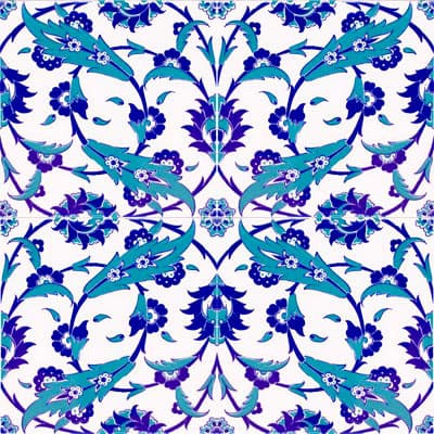 20x20 Çini Karolar-27, Lider Çini, Sarmaşık Mavi Beyaz Çini Karo 20x20,  El Yapımı Karo, Çini Desenli Seramik