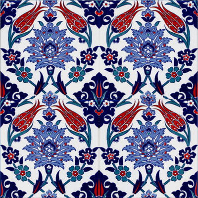 20x20 Çini Karolar-39, Lider Çini, Lale Desenli 20x20 Çini,  küthya Çini Seramik, Tile Floor