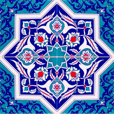 20x20 Çini Karolar-17, Lider Çini, Türkmen Yıldızı 20x20 Mavi Beyaz Çini, 20x20 Seramik Karo, Mosaic Tiles