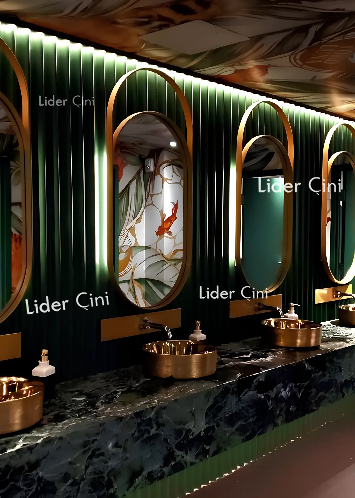 Otel/Cafe Seramikleri -24, Bombeli Bambu Çubuk Seramik, Lavabo Alanları İçin Seramik Çözümleri