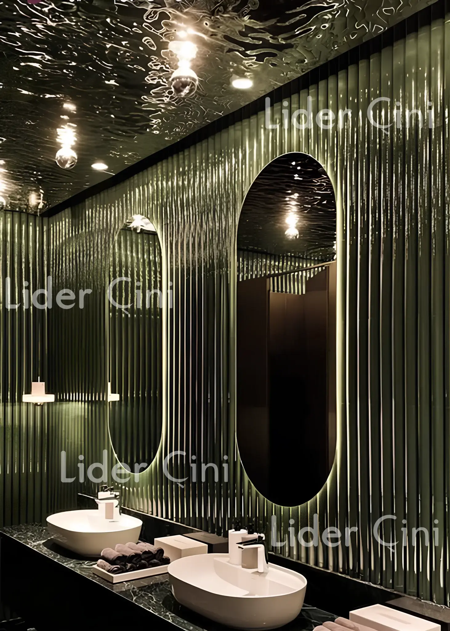 Otel/Cafe Seramikleri -25, Bombeli Bambu Çubuk Seramik, Lavabo Alanları İçin Seramik Çözümleri