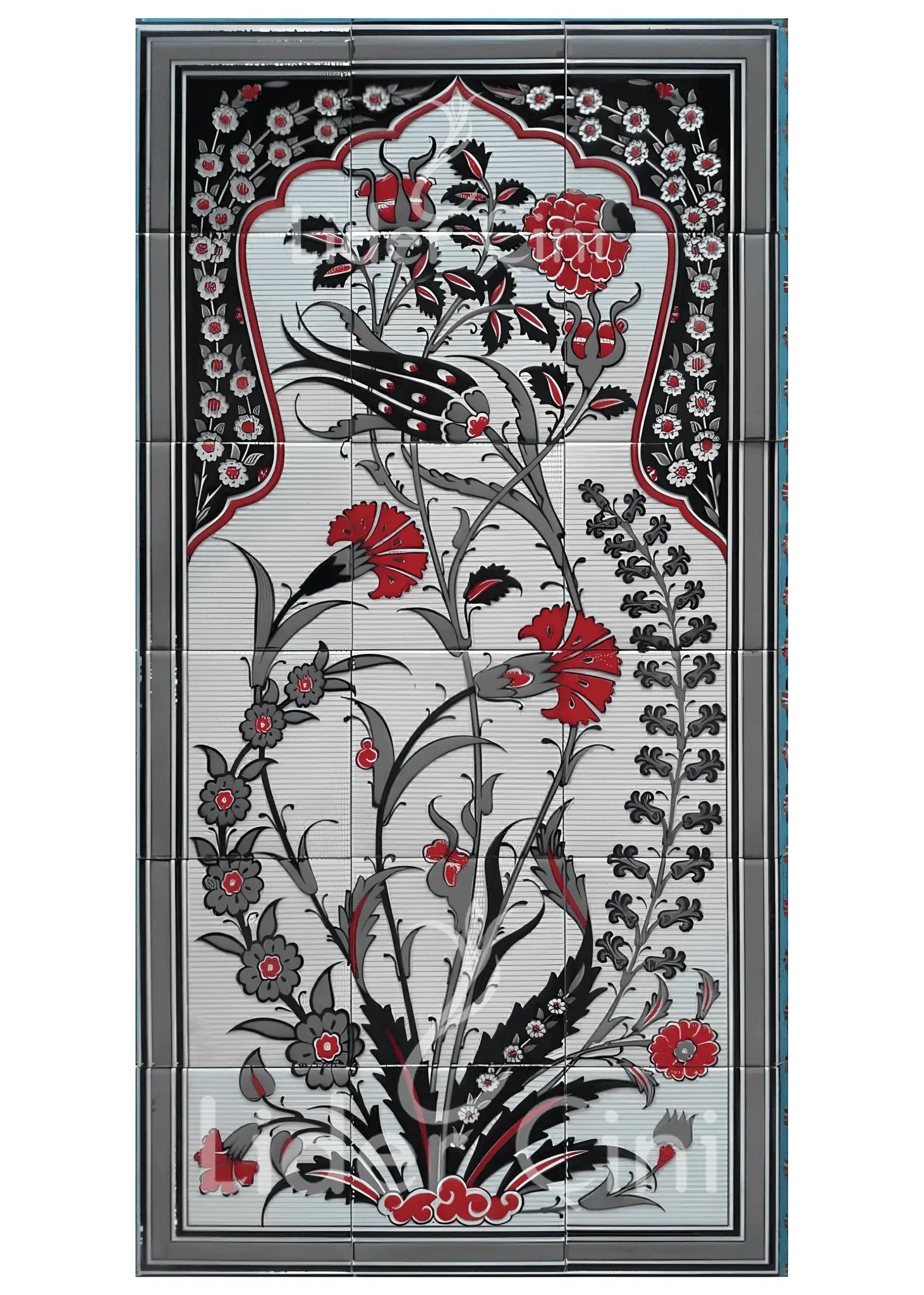 Çini Panolar-26-Sarmaşık Lale Desenli Çini Pano