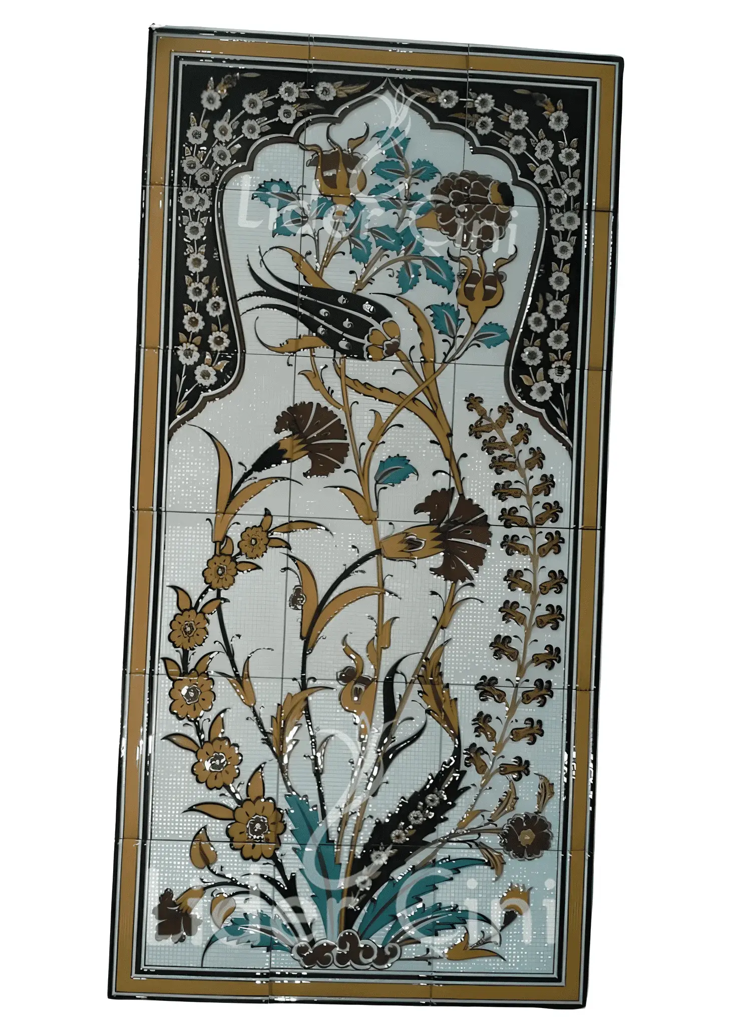 Çini Panolar-27-Sarı Sarmaşık Lale desenli Çini Pano