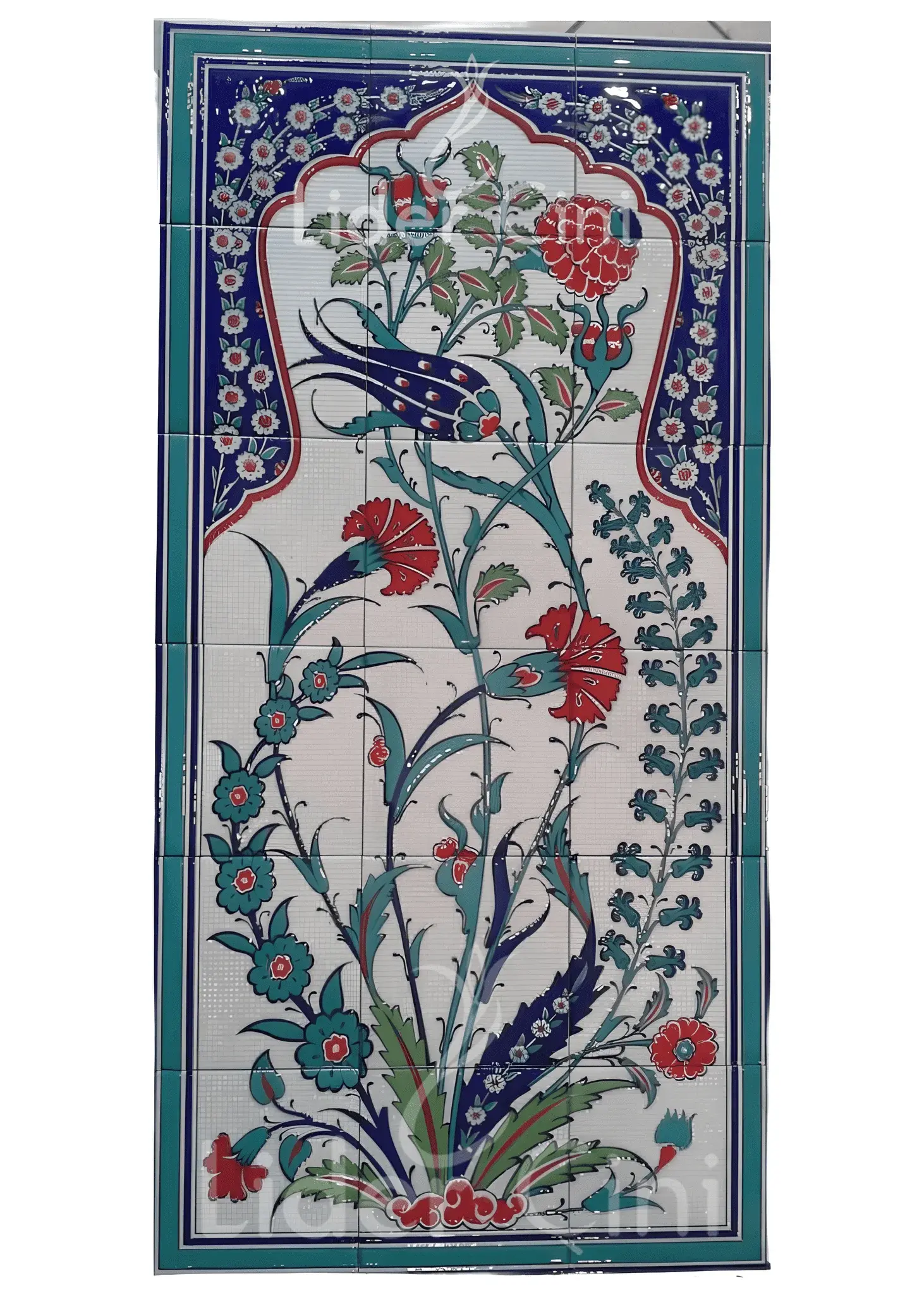 Çini Panolar-28-Papatya Lale Desenli Çini Pano, Çini Tablo 