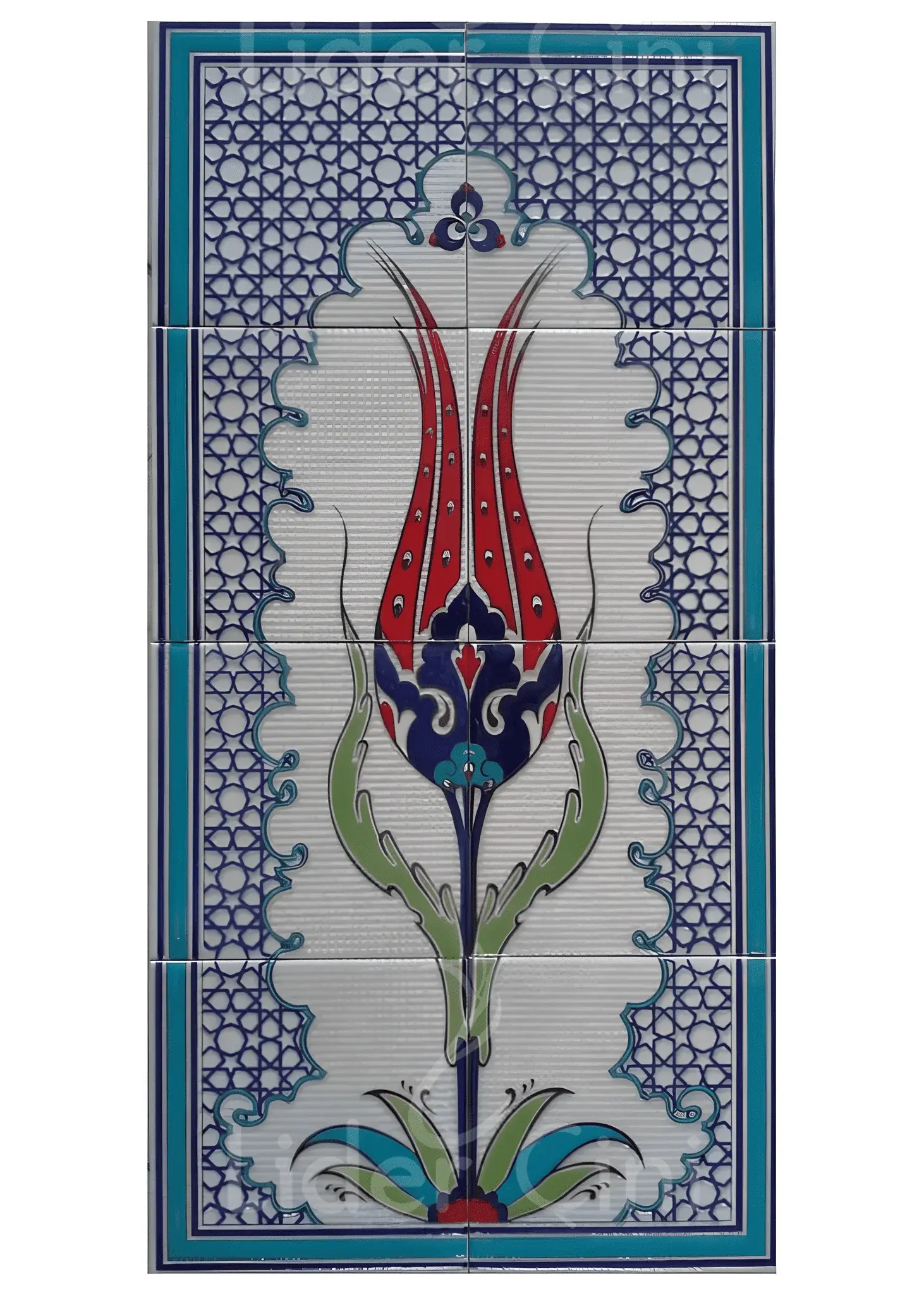 Çini Panolar-31-40x80 Lale Deseni Çini Pano, Çini Tablo