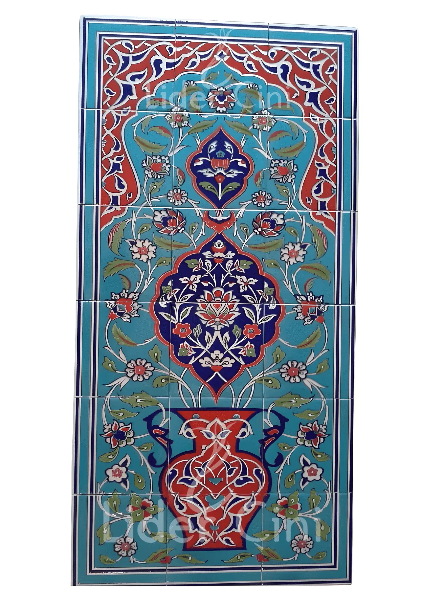 Çini Panolar-33-Yeşil Kırmızı İznik Çini Pano