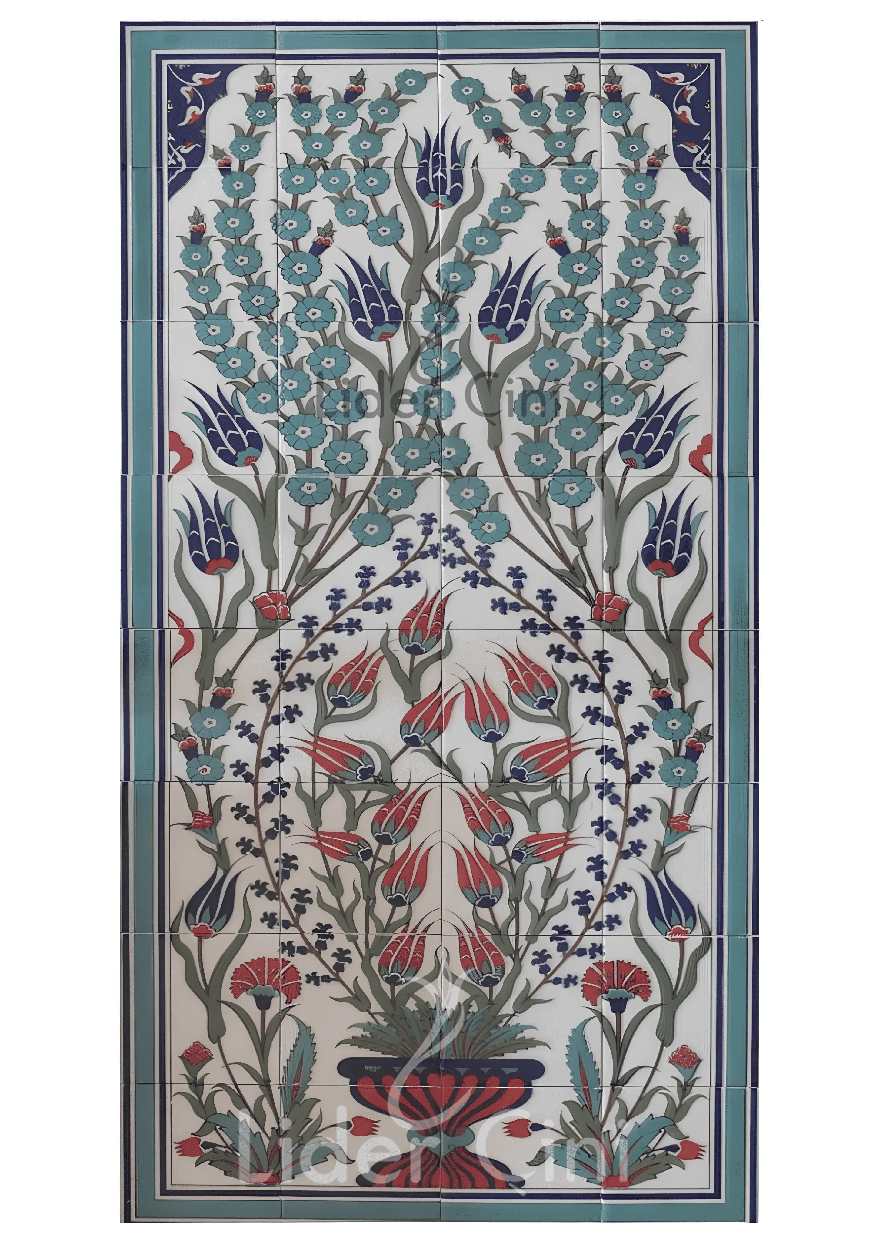 Çini Panolar-35-Kütahya Çini Pano, Sarmaşık Çini Tablo