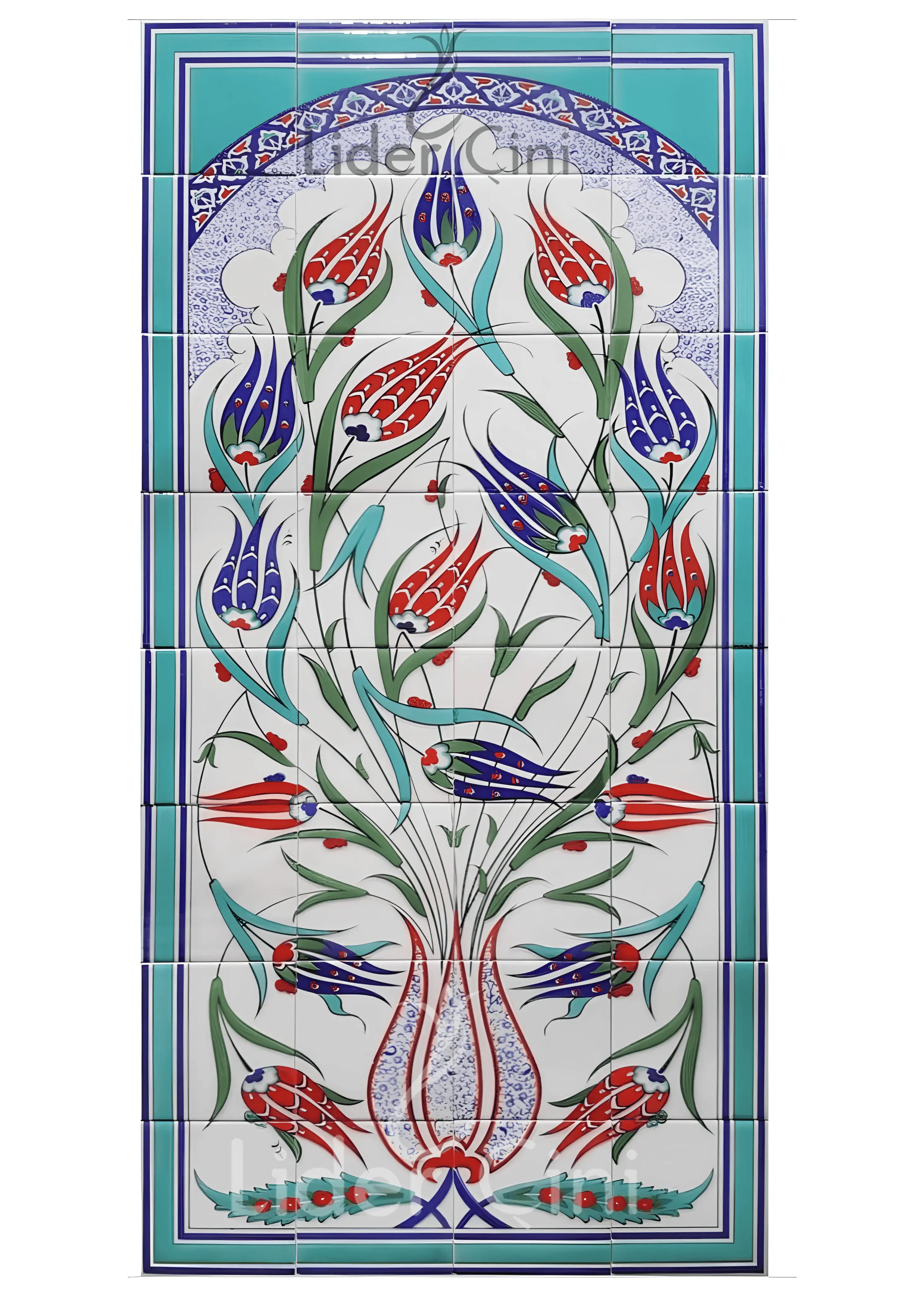 Çini Panolar-36-Lale Çini Desenli, Lale İznik Çini Pano