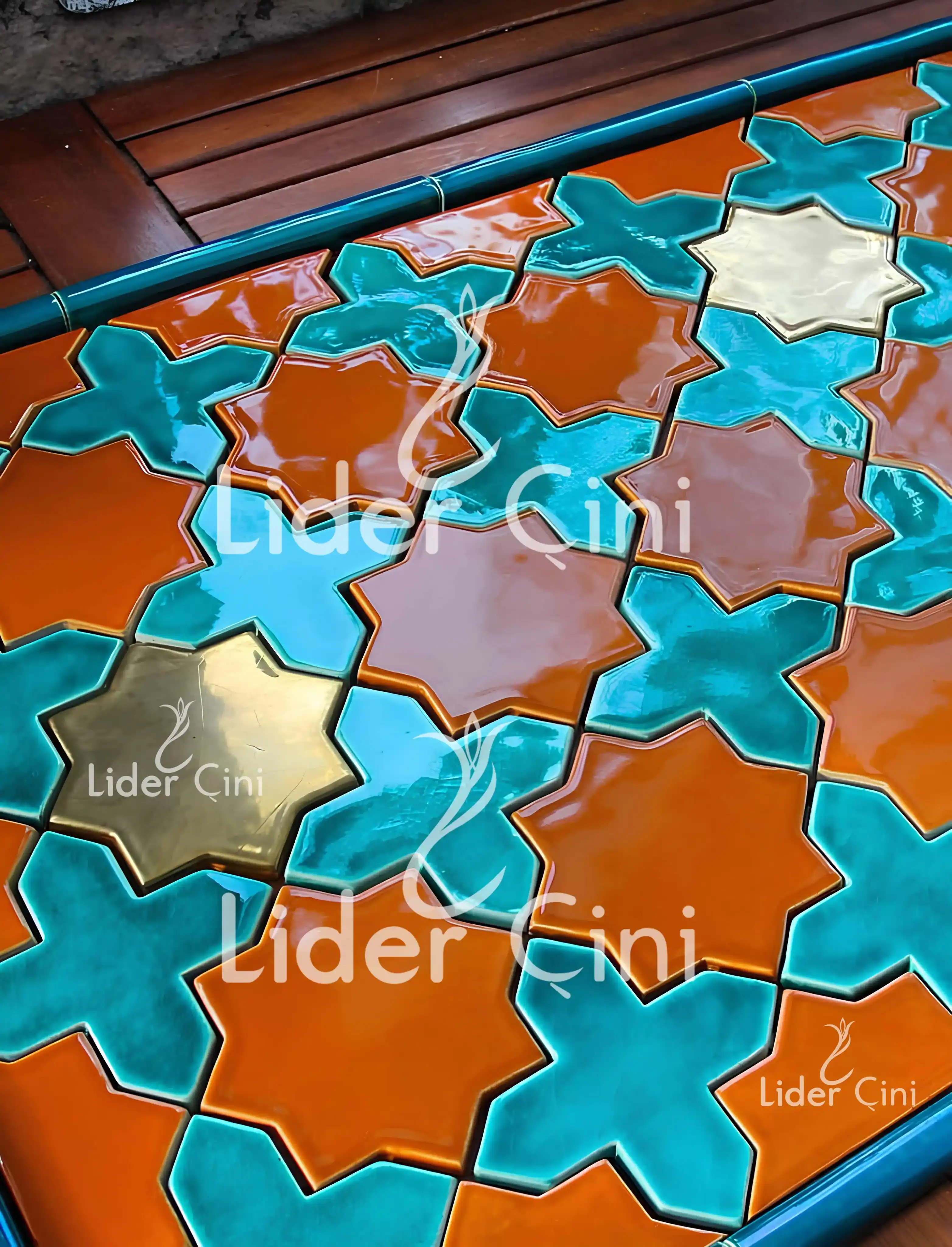 El Yapımı Seramik-43- Geometri Desenli El Yapımı Çini