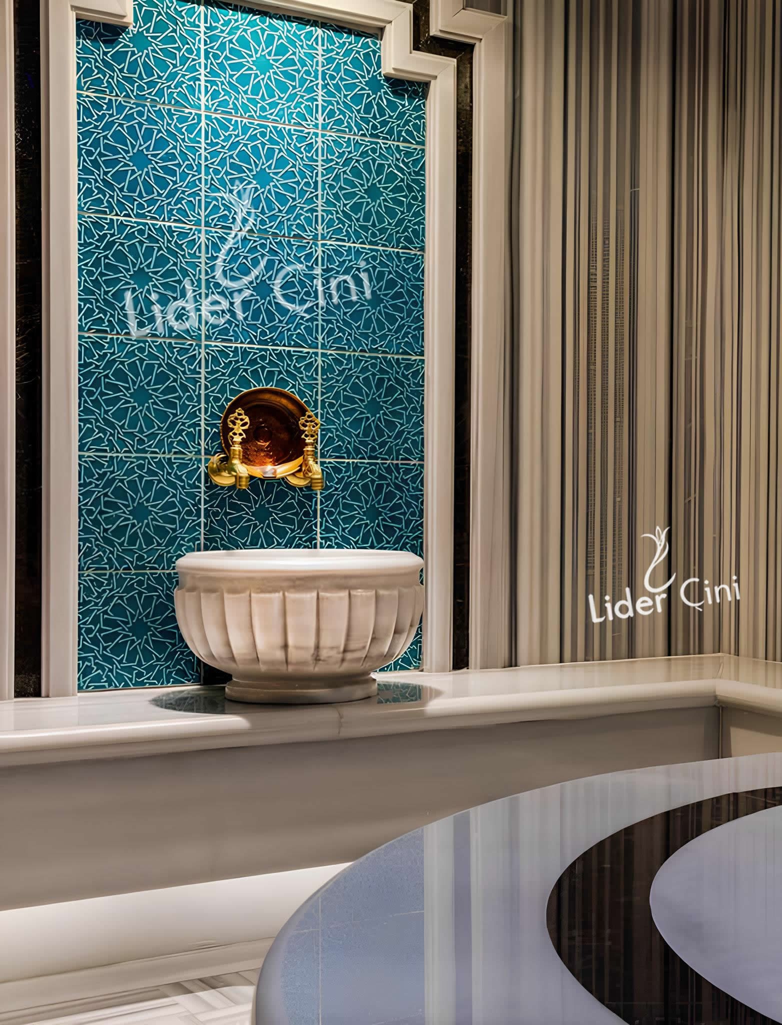 Hamam Çinileri-13, Lider Çini, 80x160 Selçuklu Geometri Hamam Çinisi,  Ev Tipi Hamam Banyo Modelleri,  Kurna Önü Çini, Villa Hamam Tasarım Çinileri, Turkish Bath Tiles Models