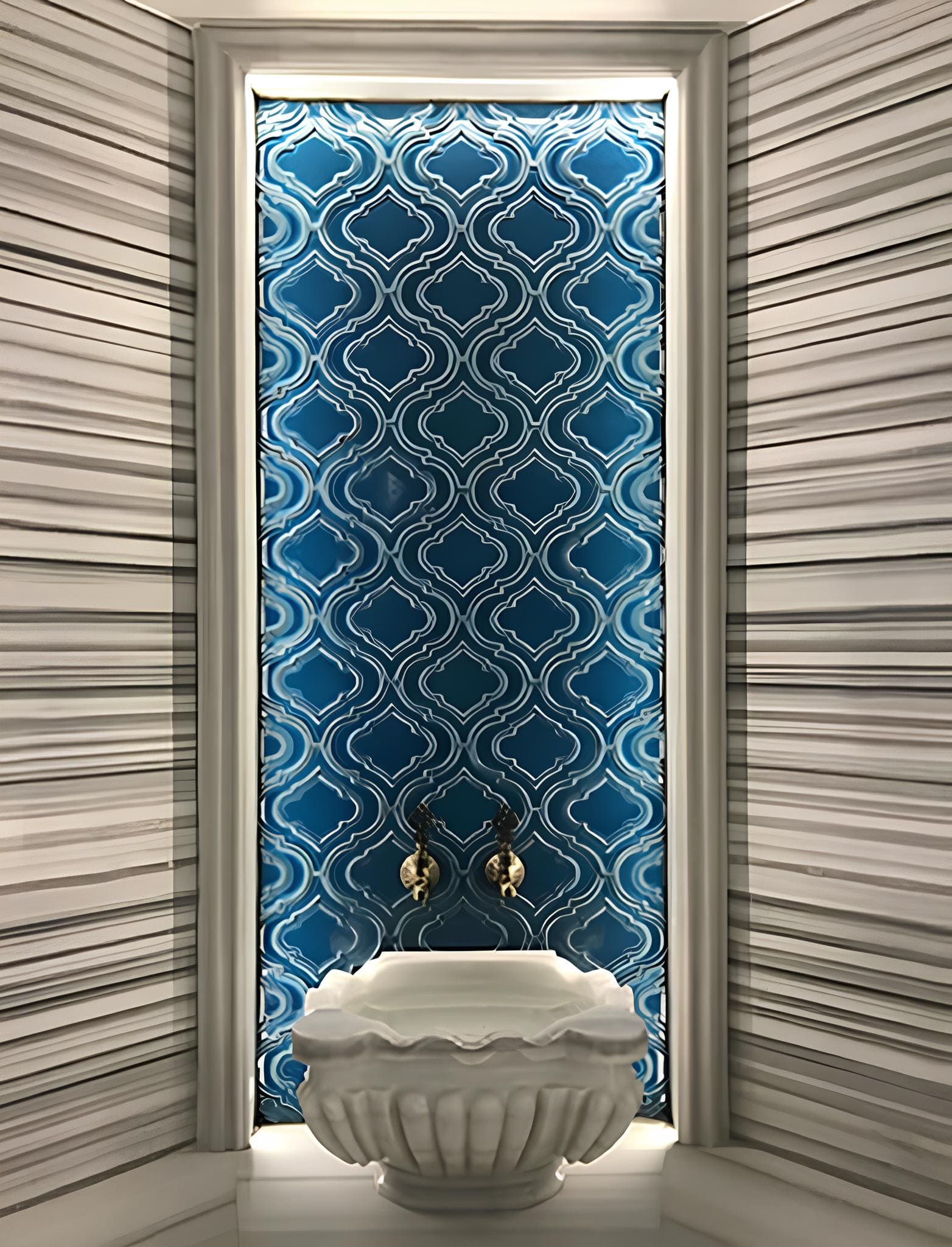 Hamam Çinileri-24, Lider Çini, 60x120 Selçuklu Çini Desenli Hamam Çini, Ev Tipi Hamam Modelleri,  Spa Hamam Çinileri, Hamam Çinisi Modelleri