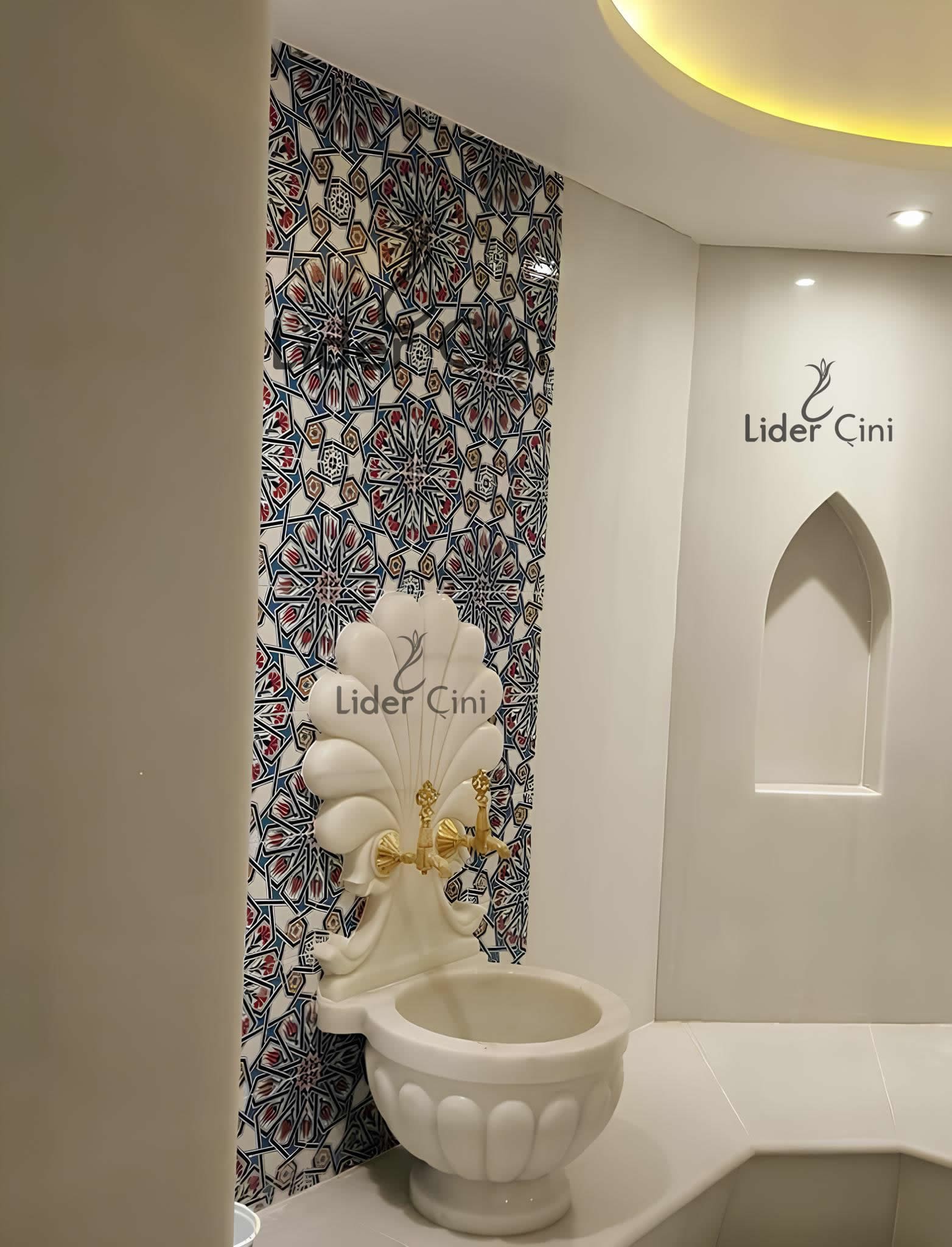 Hamam Çinileri-30, Lider Çini, 80x160  Lacivert Hamam Çinisi, Turkish Bath Tiles, Hamam Çini Dekorasyonu, Hamam Panosu