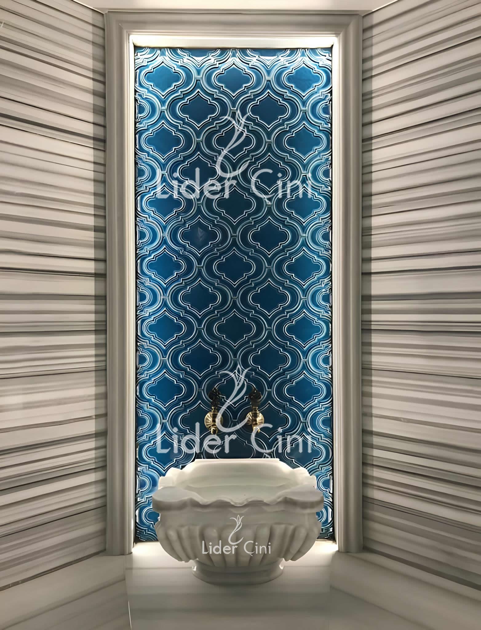 Hamam Çinileri-36, Lider Çini, 60x120 Hamam Çinisi, Kurna Önü Çini Pano, Hamam Banyo Çinileri, Bath Panels Tile