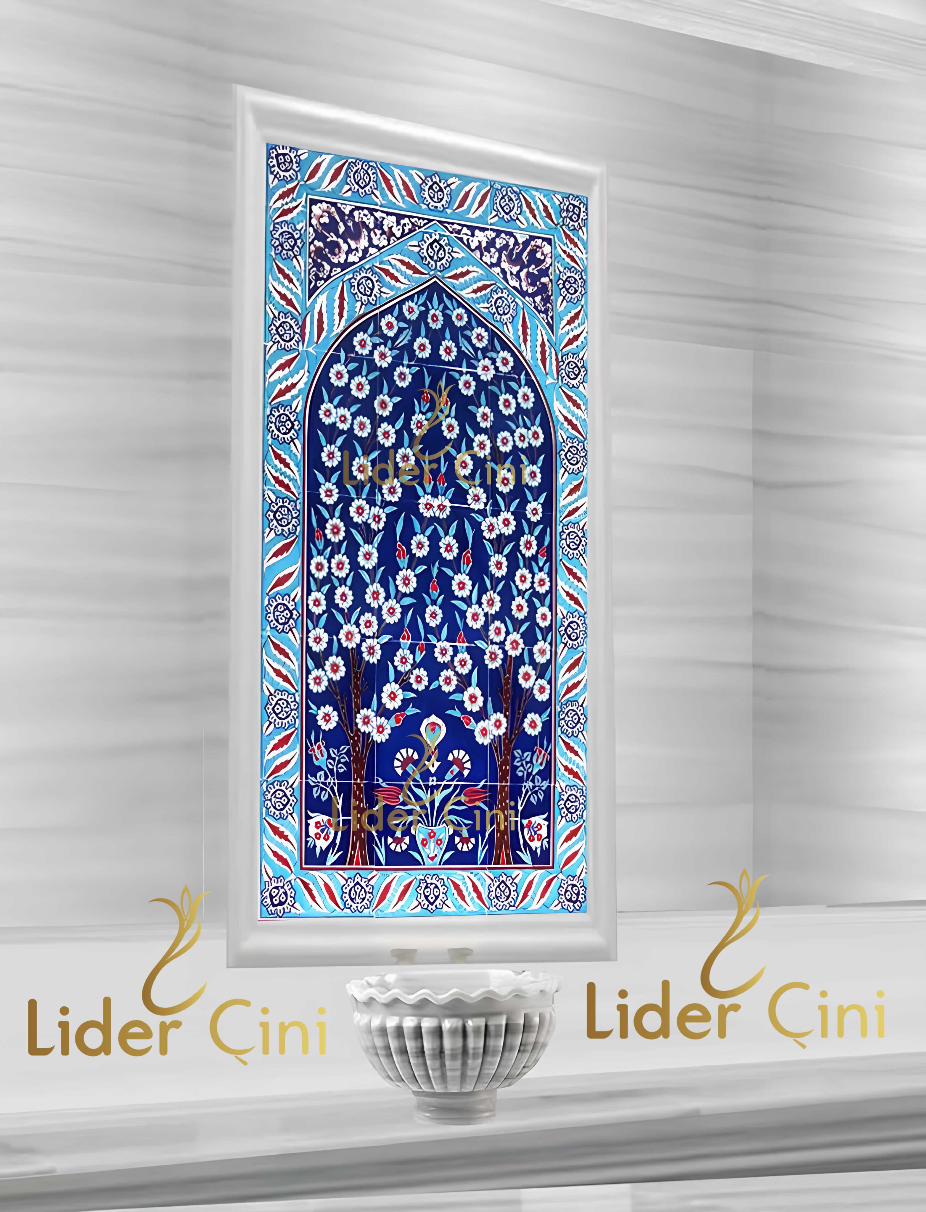 Hamam Çinileri-42, Lider Çini, 60x120  Hayat Ağacı Hamam Çini Pano Modelli, Hamam Sauna Çinisi, Hamam Tasarımları, Hamam Çinileri