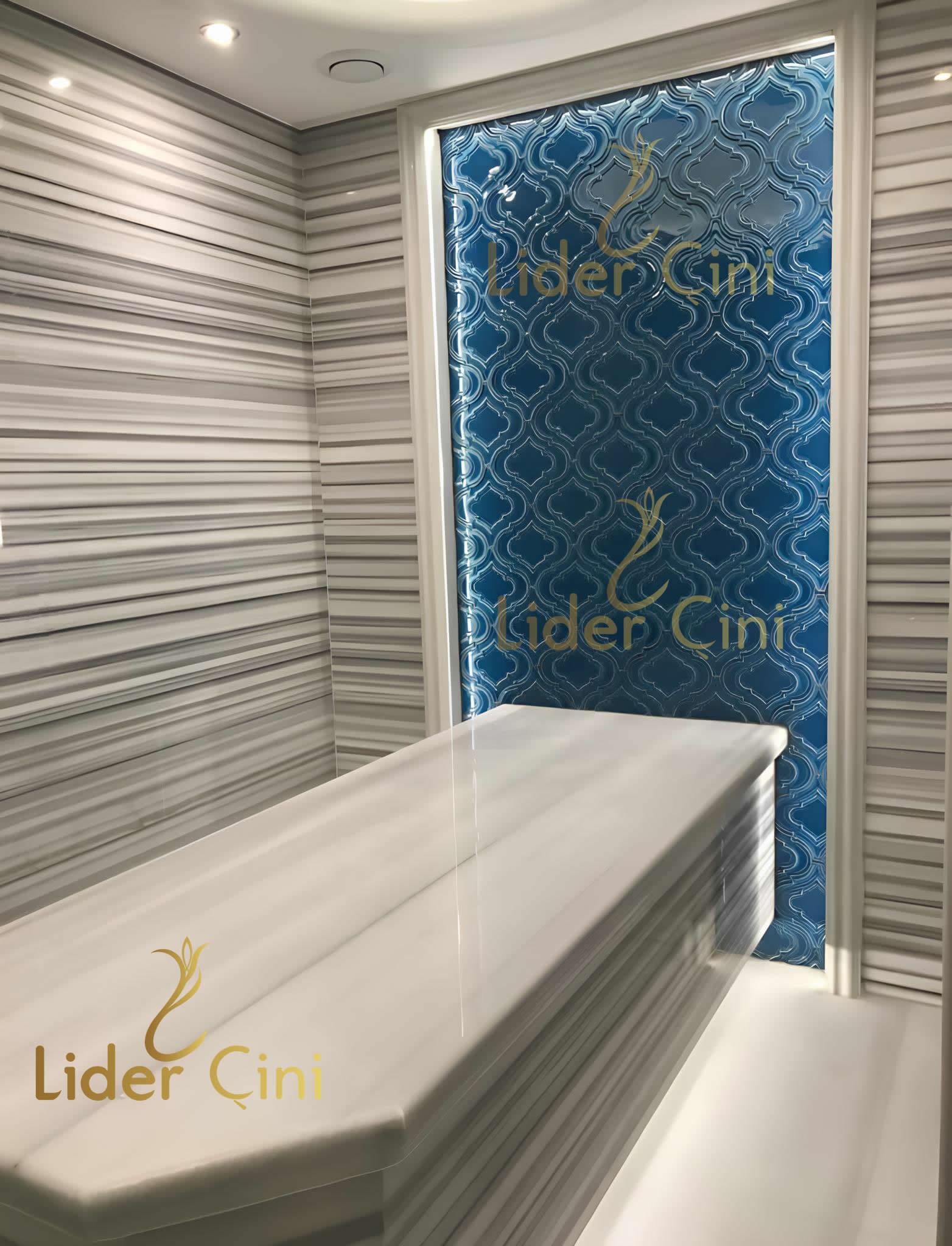 Hamam Çinileri-44, Lider Çini, 60x120 Kütahya Çini Motifi Hamam Çinisi, Hamam Çini Tasarımları, Hamam Kurna Önü Çinileri, Hamam Seramikleri