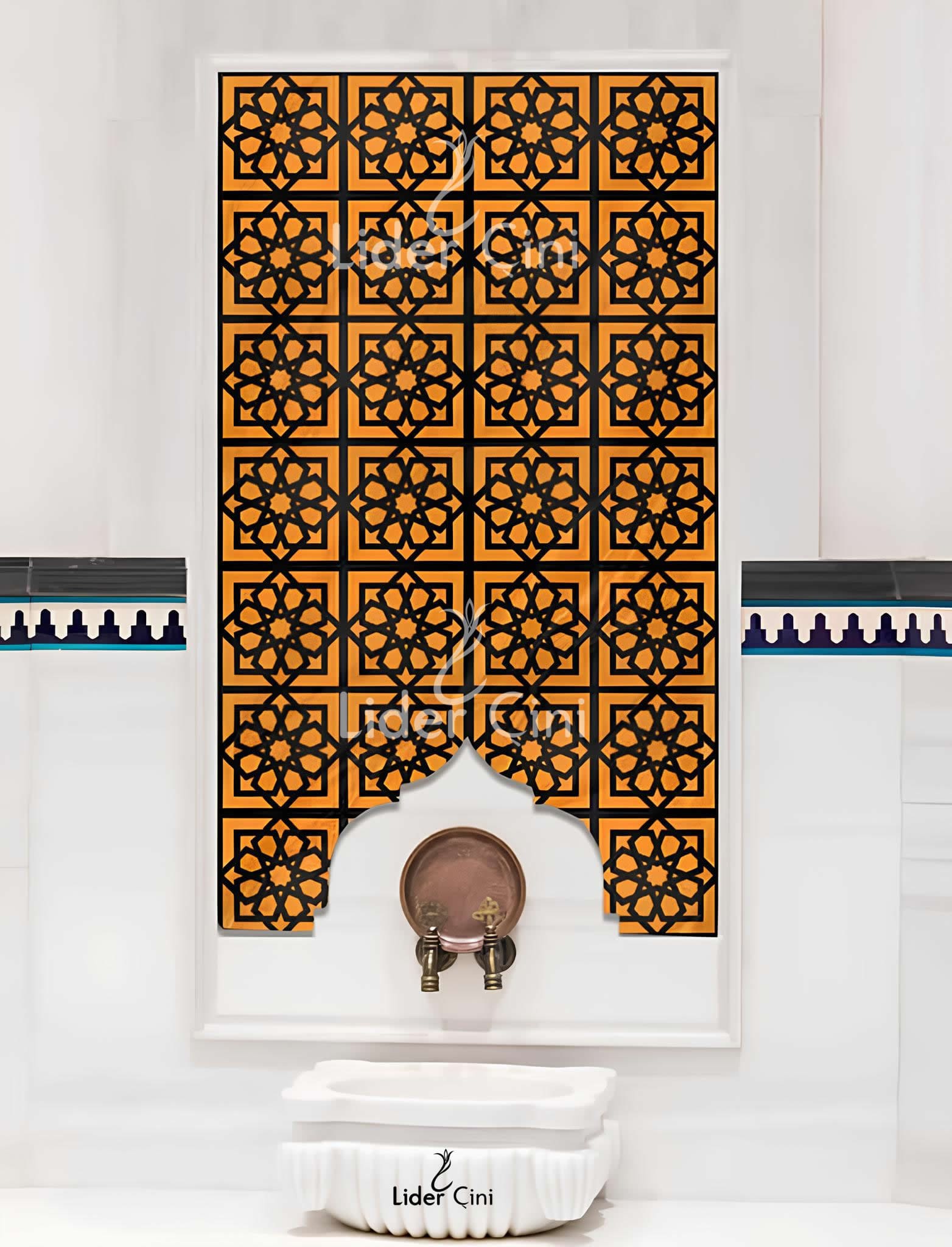 Hamam Çinileri-56, Lider Çini, 80x160  Hamam Kurna Önü Çinileri, Jakuzi Önü Çini Panolar, Kurna Önü Çini Pano, Çinili Hamam Tasarımları