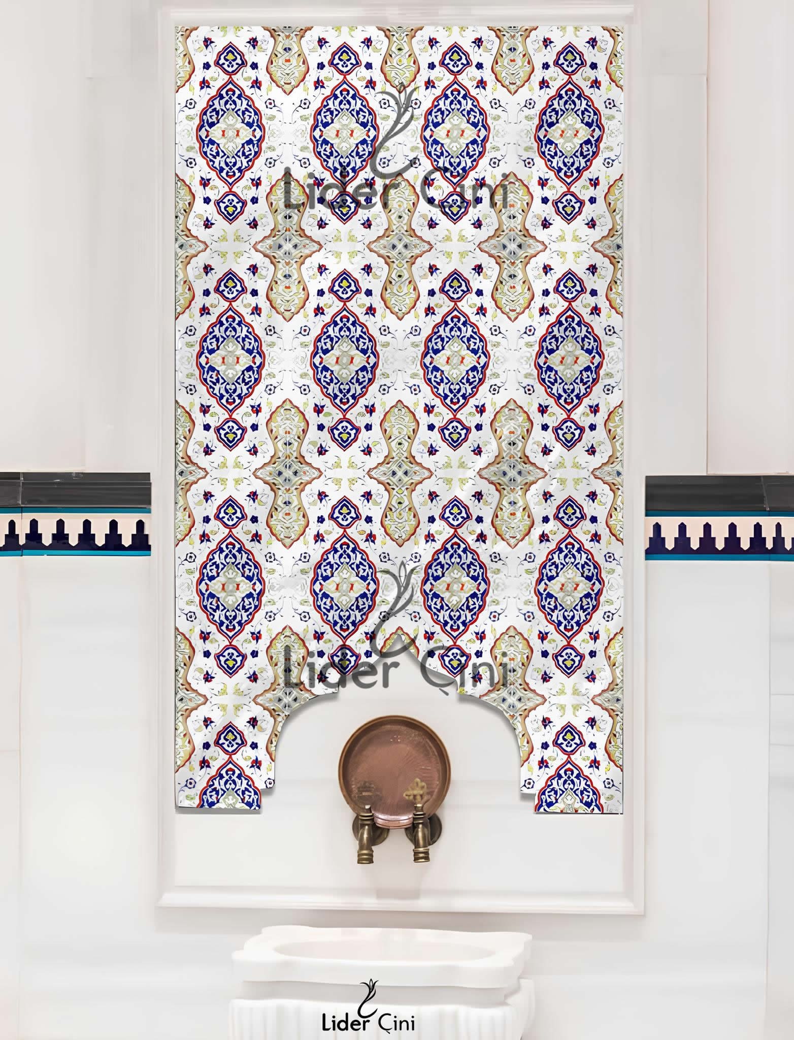 Hamam Çinileri-60, Lider Çini, El Yapımı Hamam Çiniler, Ottoman Bath Tile, Hamam Çini Tasarımları, Hamam Çini Pano