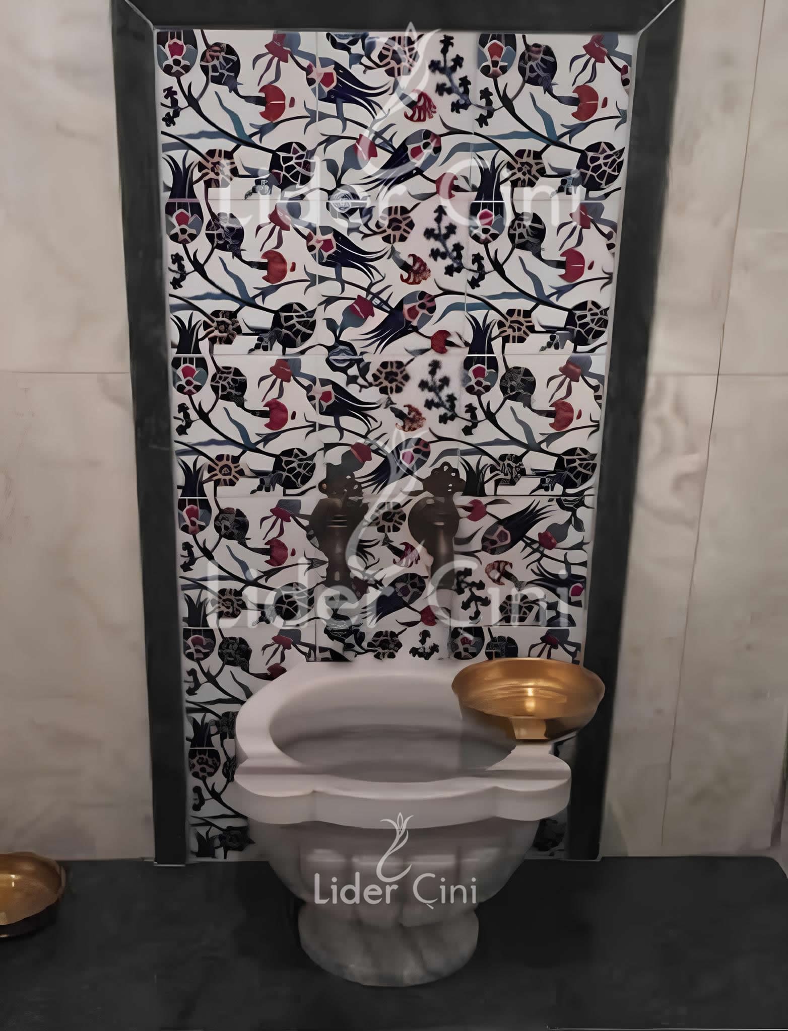 Hamam Çinileri-96, Lider Çini, Mavi Beyaz Hamam Çinisi,  Hamam Banyo Çinileri, Bath Panels Tile, Hamam Çini Karo