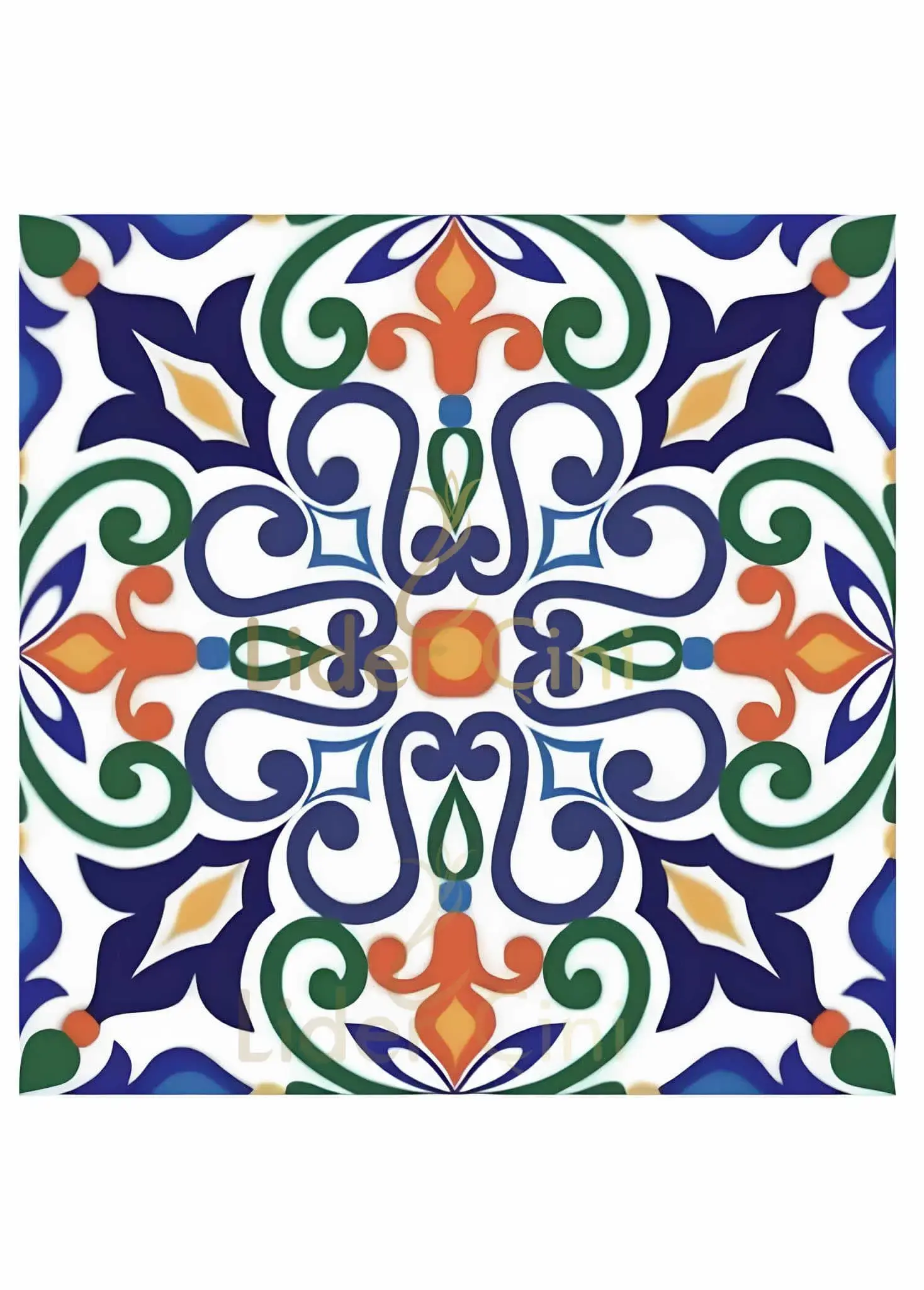 Desenli Yer Karoları-43, Çini Desenli Cafe Seramikleri 