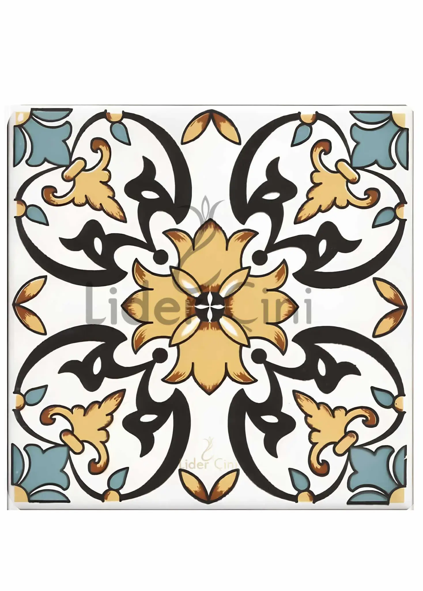 Desenli Yer Karoları-46, Çini Desenli Yer Karoları Acık Sarı