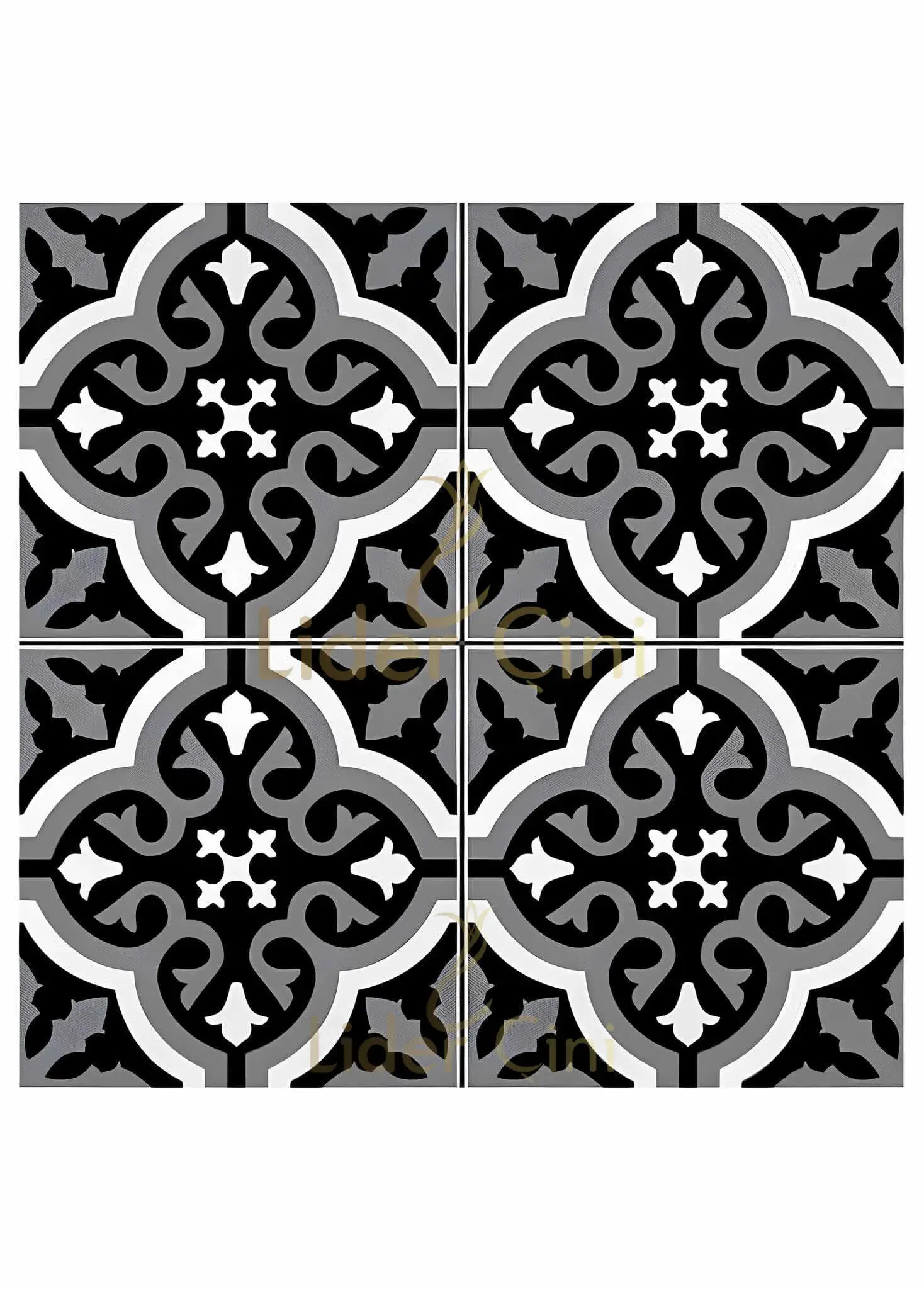 Desenli Yer Karoları-47, Desenli Yer Fayansları Siyah Beyaz 20x20