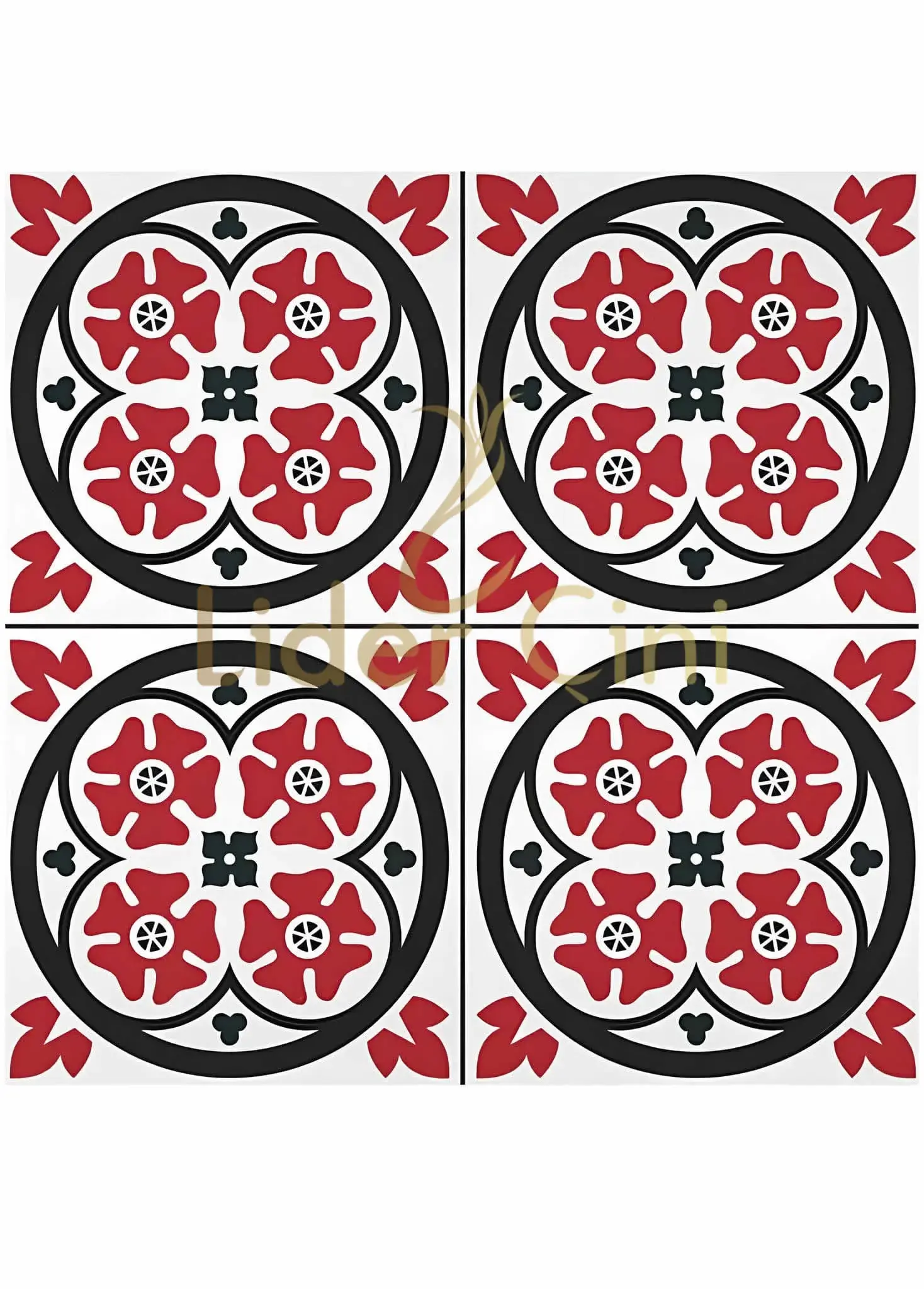 Desenli Yer Karoları-51, Yeni Trend Banyo Seramikleri Kırmızı Siyah