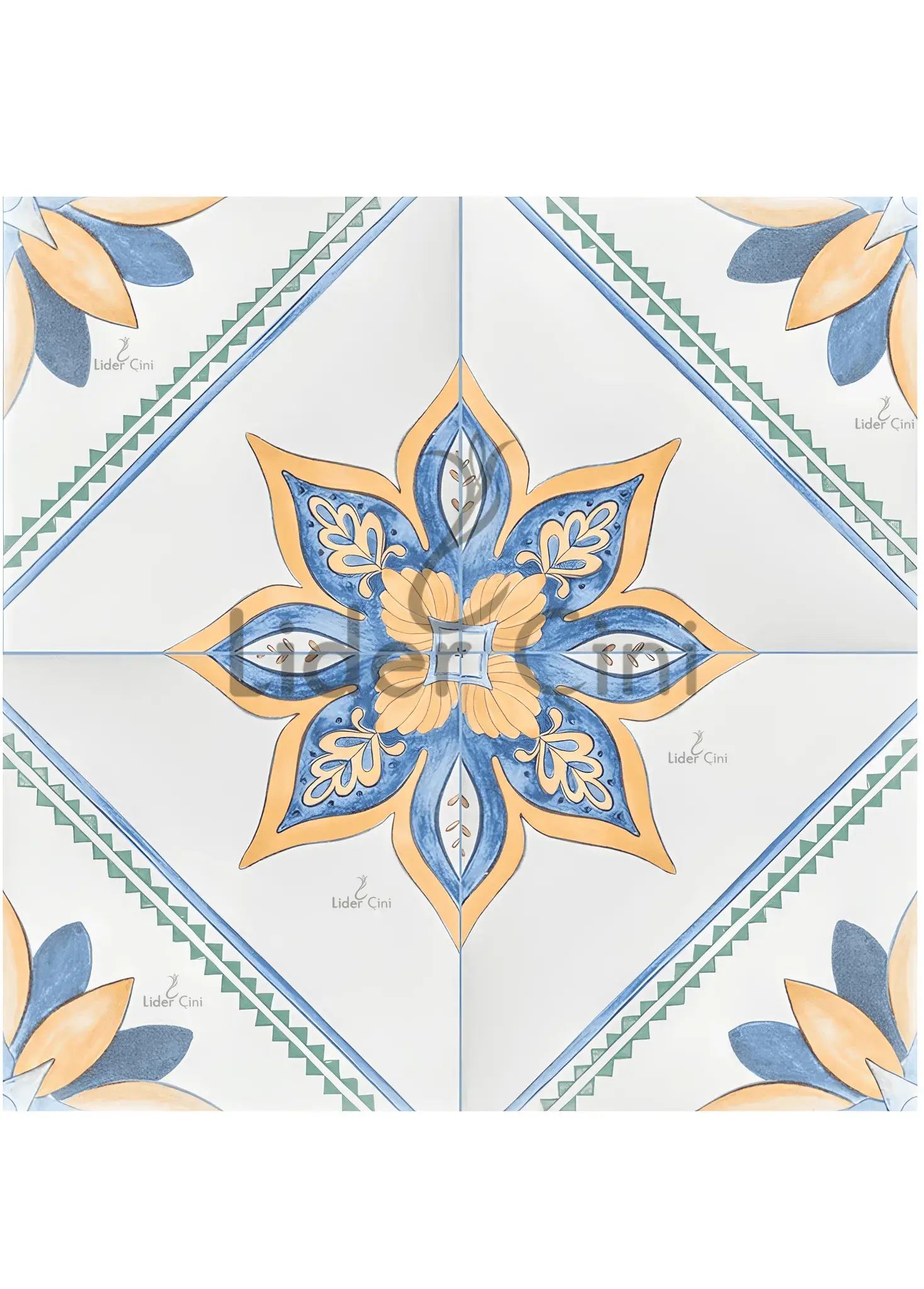 Desenli Yer Karoları-82, Çiçek Desenli Çini Desenli Yer karosu